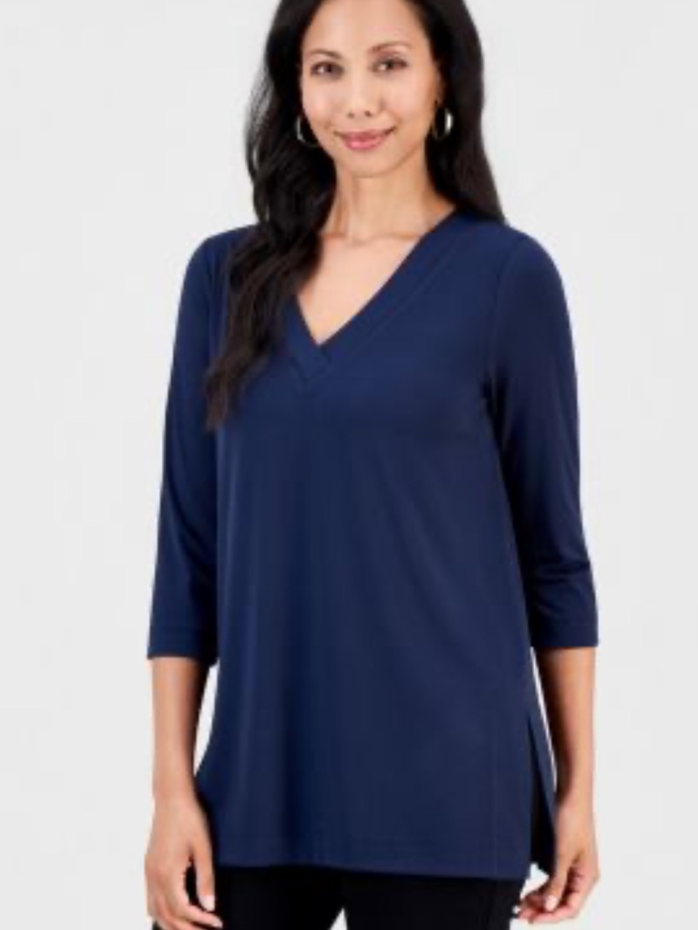 Lauren Ralph Lauren Navy V-Neck Long Sleeve Top
